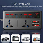 12V 24V To 220V Peak 200W Digital Display Car Inverter Flame Retardant ABS With USB Type-C Fast Charging