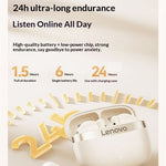 LENOVO EA169 TWS Earbuds Wireless bluetooth 5.4 Earphone 13mm Large Composite Driver ENC Call Noise Cancelling 24H Playback IPX5 Waterproof Semi-in-ear Sports Headphones