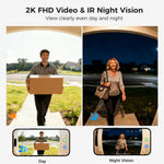 Hiseeu DB04 4MP 2K HD WiFi Doorbell Camera IR Night Vision Motion Sensor Two Way Audio 2.4G 5G Wireless Smart Video Doorbell for Home Security