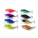 LinkMejor 8PCS Perch Insect Fishing Lures 6.4g 4cm Treble Barb Hooks Artificial Bait for Fishing