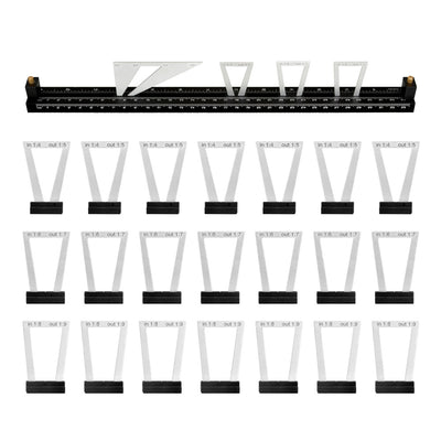 Onkel.J 28pcs Dovetail Tenon Marking Ruler Adjustable Tail Joint Marking Gauge Stable Template Support For Carpentry Marking