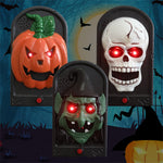 Elfeland Halloween Doorbell Decorations With Spooky Sounds & Lightup Eyes Animated Pumpkin/Skull/Witch Design for Scary Door Decoration Prank Prop Trick Or Treats Event