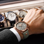 LinkMejor Men's Waterproof Luminous Quartz Watches Fashion Multi-function Business Casual Wristwatch