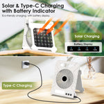 Xmund Solar Camping Fan 4000mAh Power Bank USB Charging 4 Speeds LED Light Portable Foldable Fan for Outdoor Camping