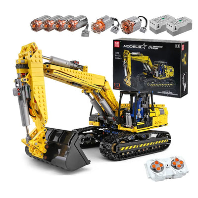 LinkMejor KING 13112 Technical Motorised Car Building Block RC Tracked Crawler Excavator Brick Assembly Kit APP 2.4G Remote Control 1830+PCS Excellent STEAM Science Education Discovery Toys Children Gifts
