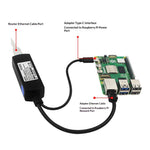 Raspberry Pi 5th Generation PoE Splitter Gigabit Network PoE Power Switch 5V 4A Type-C Power Over Ethernet Adapter