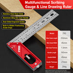 Multifunctional Positioning Angle Ruler Woodworking Scribing Gauge Aluminum Alloy Stainless Steel Dual-Sided Engraved Scales 30 45 50 60 70 Degree Line Drawing Measuring Square