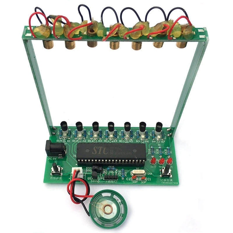 STC89C52 Electronic Harp Interactive Sound Generation High Bass Switch Illuminated Strings Precision Sensor Technology 7 Strings 5V Power Supply
