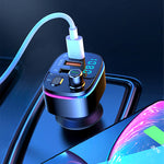 T65 bluetooth V5.0 FM Transmitter 18W PD + QC3.0 USB Car Charger 9 Colors Atmosphere Lights Siri Voice Control Hands-free Calls Digital Display Wireless Radio Adapter Music Play Car Kit