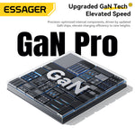 [GaN Tech] ESSAGER ES-CD60 65W 2-Port USB PD Charger with USB-C Retractable Cable+USB-A+USB-C PD3.0 QC4.0 PPS Fast Charging Wall Charger Adapter EU Plug for iPhone 17 17Pro 16 Pro Max 15 14 for Xiaomi 17pro for SAMSUNG for OPPO