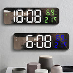 LinkMejor Digital Wall Clock Alarm Clock Large LED Display with Automatic Brightness / Indoor Temperature / Humidity Monitor / 12/24H For Home Office Classroom