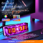 IN-12 Glowing Clock 4-bit Retro LED Clock 4 Dials Colorful LED Display with Tube Desktop Accessories
