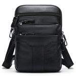 Ekphero Men's Genuine Leather Crossbody Bag with Zipper Mobile Phone Shoulder Bag Small Travel Waist Bag Multi-Pockets Male Belt Waist Packs