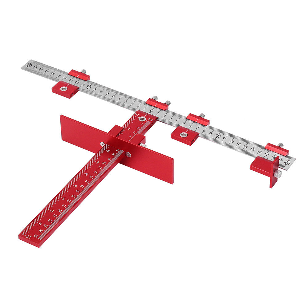 LinkMejor Red Aluminum Alloy Metric/Inch Cabinet Hardware Jig 5mm Drill Guide Cabinet Handle Template Jig