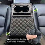 Car Center Console Armrest Cushion with 2 Cup Holders PU Leather Portable Car Armrest Pillow Height Cushion