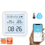 Tuya TH08 Wi-Fi Zigbe Temperature Humidity Sensor Hygrometer Wireless Alexa Google Compatible Backlight Feature Low Battery Reminder Remote Home Monitoring 24H Time Display