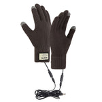 LinkMejor USB Charging Touchscreen Heated Gloves Knitted Thermal Coldproof Winter Warm Gloves for Outdoor Sports