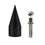 2PC Wood Splitter Firewood Drill-Bit Kindling Log Splitter Heavy Duty Electric Splitting Drills 42mm Screw Cracker Removable Cone Driver Hex Shank Square Round Handle