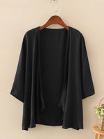 ZANZEA Plus Size Womens Cardigans Solid Color Cape Summer Beach Sunscreen Linen Cardigan