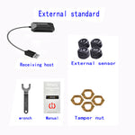 4 Wheel USB Android Car Tire Pressure Alarm System 433.92MHz TPMS Wireless Transmission Auto Security Temperature Alarm System