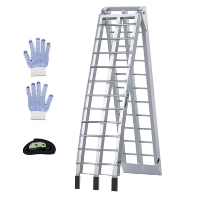 LinkMejor Portable Car Ramp Aluminum Alloy with Adhesive Gloves Straps Fasteners