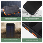 LinkMejor Portable 26800mAh Solar Power Bank Built-in Compass Waterproof 3 Mode LED Flashlight for Outdoor Camping Traveling Hiking