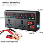 12V 24V To 220V Peak 200W Digital Display Car Inverter Flame Retardant ABS With USB Type-C Fast Charging