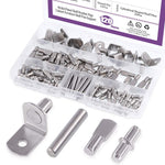 120Pcs 4 Styles Shelf Pins Kit Nickel Plated Iron Shelf Bracket Pegs 5mm 6mm Cabinet Furniture Shelf Support Pins