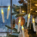 Elfeland 12pc Magical Wand Remote Control Candles Flameless Floating LED Fairy Lights with Invisible Wire for Halloween Christmas Party Decor
