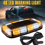 48 LED Magnetic Emergency Strobe Lights Roof Top Car Safety Warning Flashing Light 12V/24V Amber Stroboscopes Trucks Police Lamp