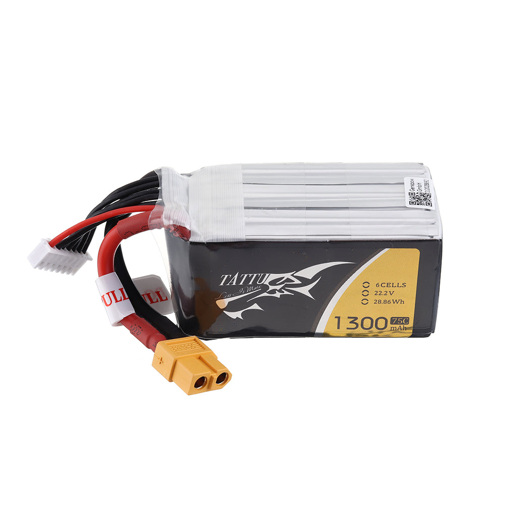 LinkMejor 22.2V 1300mAh 75C 6S XT60 Plug Lipo Battery for FPV RC Racing Drone