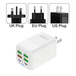 150W 6-Port 4USB+2PD Multi-port 5V 2.4A Fast Charger Wall Charger Adapter EU Plug for iPhone 13 14 14Pro for Redmi K60 for Huawei Mate50 for Samsung Galaxy S23