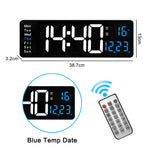 LinkMejor 16 Inch Digital Wall Clock Large LED Display with Remote Control / Automatic Brightness / Indoor Temperature / Date / Week / 12/24H For Home Office Classroom