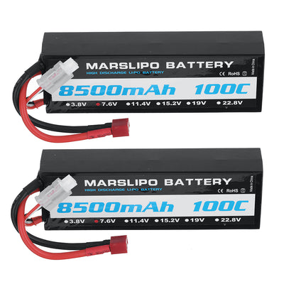 LinkMejor 7.6V 8500mAh 100C 2S Lipo Battery T Plug for RC Car