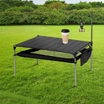 Xmund Aluminum Folding Table 70x37x35.5cm 25kg Load Camping Picnic Barbecue Portable Lightweight With Storage Bag And Lantern Pole