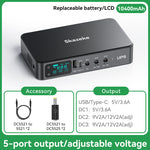 DR2 Mini UPS With LCD 10400/18000mAh 5-Port Output USB/Type-C Adjustable Router Modem Backup Power