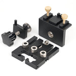 Ganwei Woodworking Drilling Jig Locator CNC Aluminum 3-in-1 6mm 8mm 10mm Dowel Holes 12mm 15mm Cam Lock Holes Adjustable Scale Side Clamp Precision Drill Guide Cabinet Hardware Joinery Jig Furniture Assembly