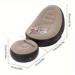 Xmund Lazy Inflatable Lounge Chair for Adults Folding Portable Lazy Sofa with Foot Stool Air Couch Sofa for Livingroom and Bedroom