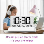 3572 Multifunctional Digital Alarm Clock Large LCD Screen Display Dual Alarm Temperature Humidity Backlight for Bedroom Office Home Use