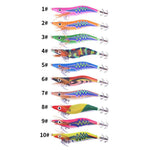 LinkMejor 10pcs Luminous Wooden Shrimp Fishing Lures Artificial Squid Hook Hard Bait for Octopus Cuttlefish