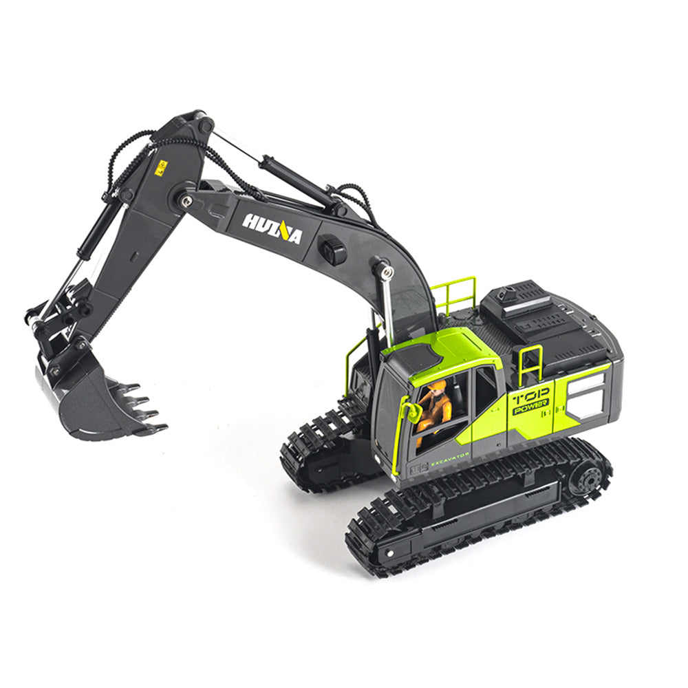 HuiNa Toys 1661 RTR 1/18 2.4G 13CH RC Excavator Alloy Bucket Engineering LED Light Spray 680° Rotation Remote Control Vehicles Models
