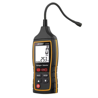 LinkMejor SW-743A Halogen Leak Detector for Car Refrigerants AC Freon CFC HCFC HFC LCD Display 1PPM Sensitivity 0-1000PPM Quick Response Adjustable Alarm