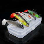 LinkMejor 5pcs Plastic Soft Bait Simulation Fishing Lures 3D Eyes Artificial Bait Swimbaits Kit Fishing Accessories