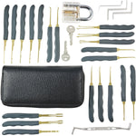 LinkMejor 24pcs Single Hook Lock Pick Set with 1Pc Transparent Lock Locksmith Practice Training Skill Set