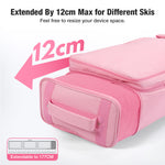 DashingNoah Rolling Ski Bags with Wheel, 155cm-175cm Padded Waterproof Snowboard Bag for Air Travel, Fits Single Ski & Skis with 3 Separation Storage, Unisex Adjustable Length, Pink