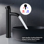 Black Bathroom Faucet Hot Cold Water Sink Mixer Tap Stainless Steel Paint Basin Faucets Single Hole Tapware