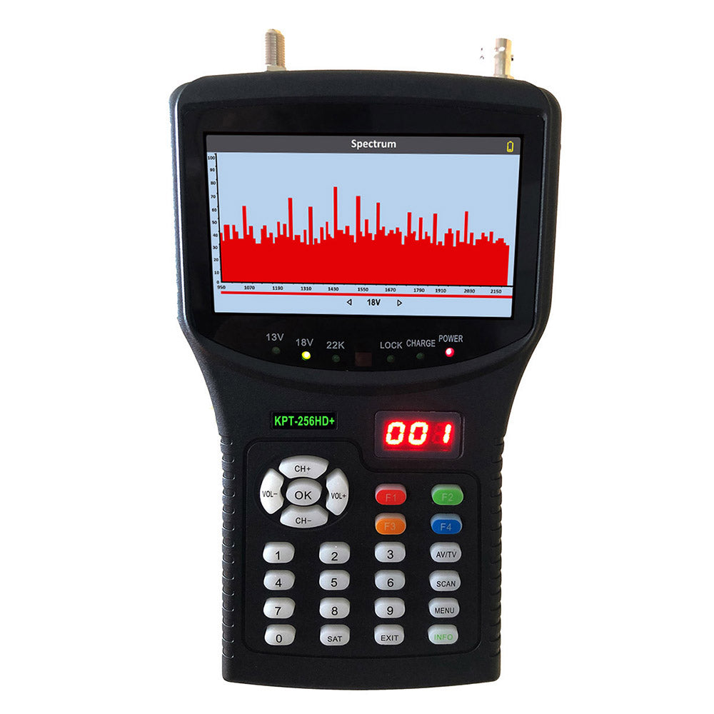 KPT-256HD+ Digital Satellit Finder Meter 4.3" LCD DVB-S2 H.265 Spectrum Analyzer AHD TVI CVI 8MP CCTV Camera Tester Monitor