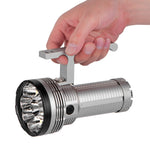 HaikeLite RA40 35000LM Flood Strong LED Flashlight With Powerful 30000mAh 46950 Battery Removable Handle 300M Long Range High Lumen Rechargeable Portable LED Torch Aluminium Alloy For Camping Hiking Outdoor Adventures