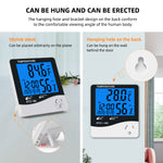 HTC8A Digital LCD Thermometer Hygrometer Large Display Indoor Temperature Humidity Monitor with Alarm Clock Calendar Backlight Max Min Memory Celsius Fahrenheit Home Office Room Desktop Wall Mount