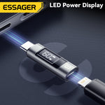 Essager ES-OTG25 30W/60W iP Male to Type-C Female / Type-C Male to iP Female Digital Display Adapter Converter for Phone Tablet for Smart Earbuds